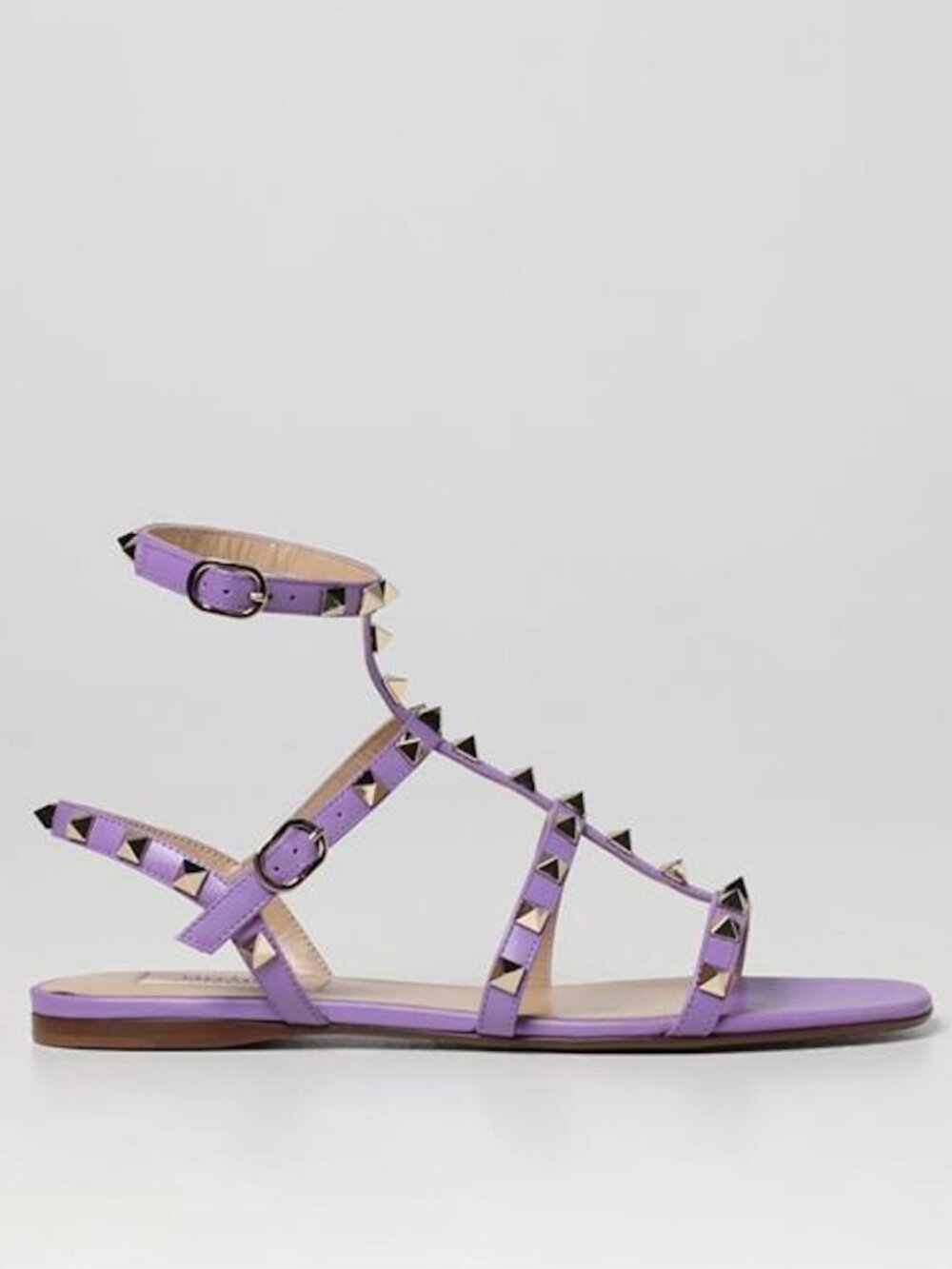 Valentino Rockstud Studded Caged Ankle Strap Flat Gladiator Sandals Shoes